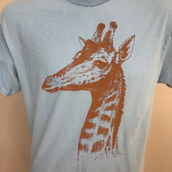 Blue Giraffe Graphic T Shirt Large Retro - Picture 2 of 5